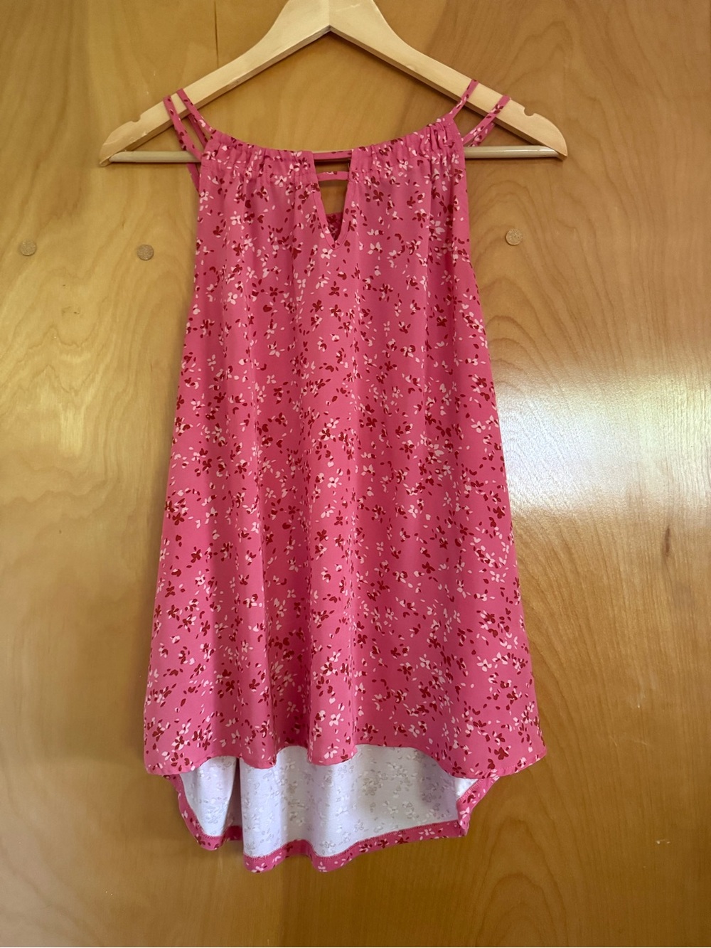 Pink Floral Double-Strap Halter Cami